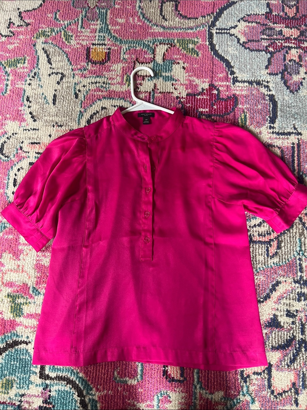 Ann Taylor Bright Pink Short-Sleeve Blouse
